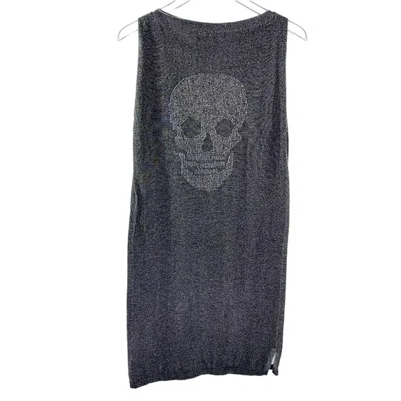 Skull Cashmere Graphic Thick Knit Heavyweight Muscle Tee Tank Top - Picture 3 of 9